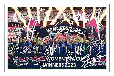 CHELSEA LADIES FA CUP Team Multi Signed Autograph 12x8 PHOTO Signature Print • £6.90