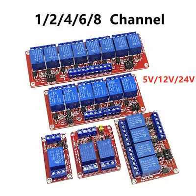 1/2/4/6/8 Arduino Pi Channel Relay Board Module Selectable Low 5V 12V 24V • $9.29