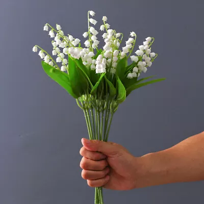 6pcs Artificial Faux Lily Of The Valley Bouquet Outdoor Wedding Flower Decor • £5.20