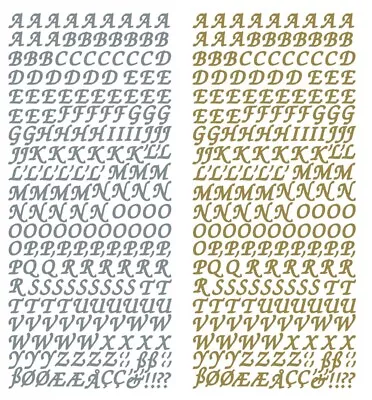 Peel Off Stickers Card Making Upper Case Alphabet/Letters - Gold/Silver - J004 • £2.45