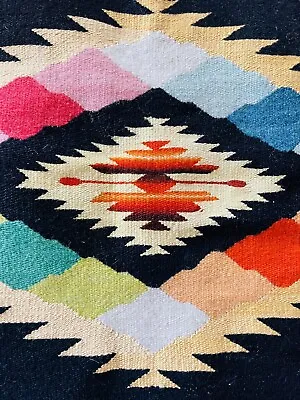 Vintage Finely Woven Zapotec Oaxaca Saltillo Rug / Tapestry Textile 52” X 24” • $89.99