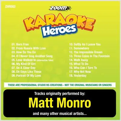 £5.99 • Buy Matt Monro Karaoke CDG Disc - Zoom Karaoke Heroes Vol 2, 18 Tracks, CD+G, ZHR002