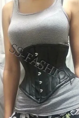 Leather Corset Steel Boned Corset Womens Underbust Corset Waist Trainer Corset • £28.99