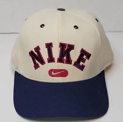 Nike Vintage Fitted  7 1/4 Wool Blend Cap Hat Center Swoosh Spellout VTG 90s • $49.99
