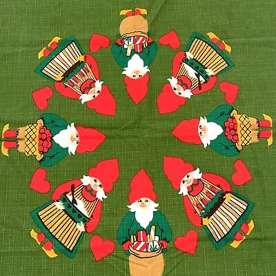 Vintage Swedish Scandinavian Christmas Tablecloth Tree Skirt Tomte Gnome 33 X 36 • $34.99