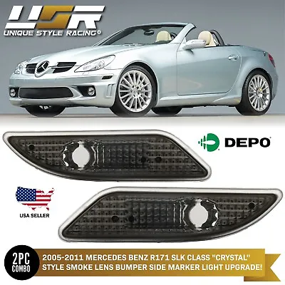 Light Smoke Front Bumper Side Marker Lights For 05-11 Mercedes R171 SLK Class • $44.95