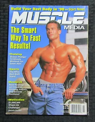 1998 Feb MUSCLE MEDIA Fitness Magazine FN+ 6.5 Smart Way To Fast Results • $15.25