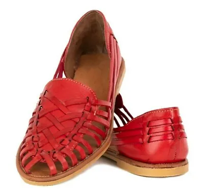 Mexican Sandals Huaraches Women's - RED - Leather Handmade • $24.99