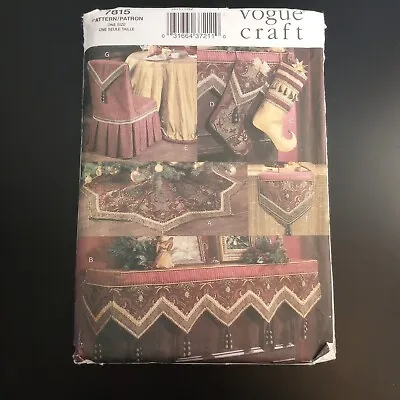 Vogue 7815 Patterns Luxe Christmas Accessories Tree Skirt Mantle Scarf Stocking • $8.98