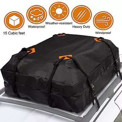 Universal 420D Waterproof Cargo Bag Car Roof Cargo Carrier Luggage Bag Camping • $35.59