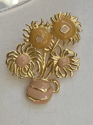 Eisenberg Rare Vintage Van Gogh Pastel Enamel Sunflowers Flower Vase Brooch Pin • $135.50