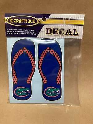 FLORIDA GATORS FLIP-FLOPS Die-cut DECAL - Craftique - Royal/Org - 3.25  X 4.25   • $2