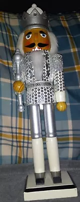 Christmas  Nutcracker 15 In Soldier Dressed In Silver Jeweled Jacket • $22