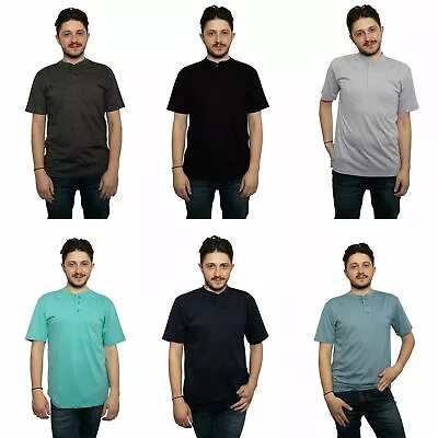 £7.75 • Buy Urbanfit Mens Henley T-Shirts Plain Short Sleeve Grandad Collar Summer (2073)