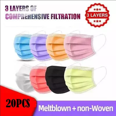 Face Mask High Protective 3 Layer Mouth Masks Disposable Mask Surgical [20PCS]~ • $15.09