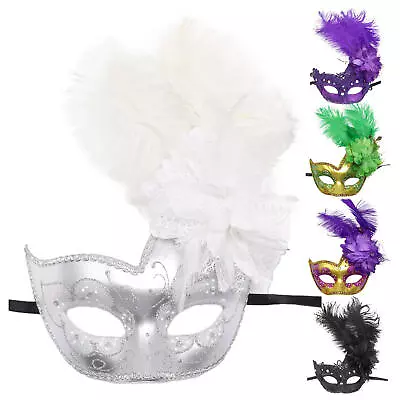 Feather Face Cover Eye Half Cover Masquerade Fancy Dress Halloween Party Outfit • $13.33