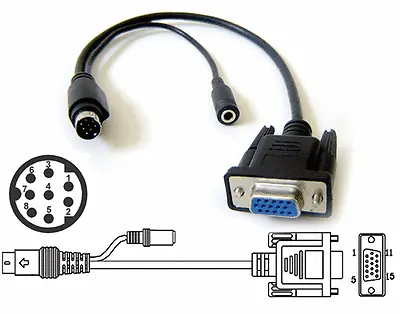 Mini DIN 8-pin To VGA Video Audio Input/Output Adapter Cable • $8.85