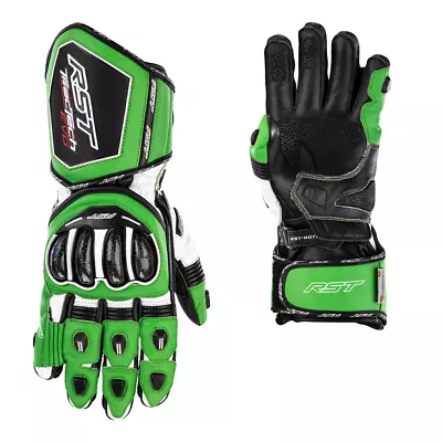 Leather Race Glove RST Tractech Evo 4 Motorcycle Motorbike Gloves Race Green • £69.99