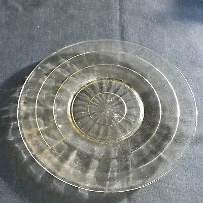 Vintage Yellow Topaz Vaseline Stretch Uranium Glass 6  Round Dessert Panel Plate • $5.67