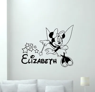 Personalized Minnie Mouse Wall Decal Custom Girl Fairy Vinyl Sticker Art 110crt • $29.97