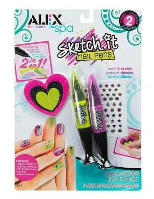 Nail Polish Pens. 2 Sketch It Nail Pens With 75 Mini Stickers. Gift For Girls  • $7.97