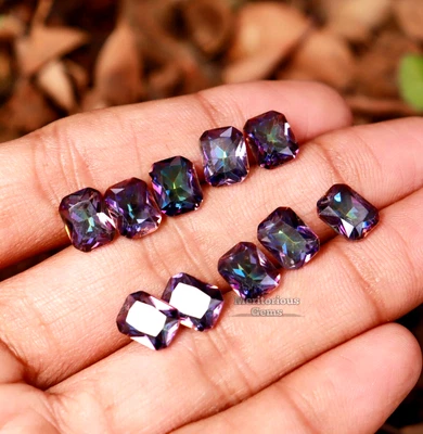 $134.97 • Buy 10 Pcs New Alexandrite Loose Gemstone Bi Color Emerald Shape Certified