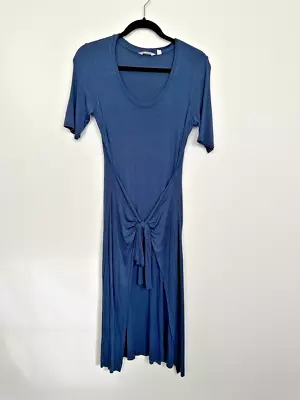 Athleta Womens Tshirt Dress Waist Tie Modal Blue Size Small Side Slits Stretchy • $32.88
