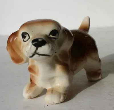 Dachshund Dog Figurine Hand Painted Porcelain Ceramic Cute Face Standing VTG --- • $7.99