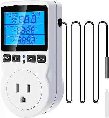$20.89 • Buy Dual Heater Thermostat Pre-Wired Temperature Digital Controller 110V Timer 120V