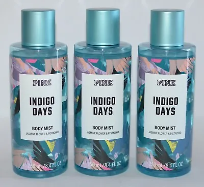 3 Victoria's Secret Pink Indigo Days Jasmine Flower Pistachio Body Mist Spray • $29.99