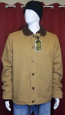 Men's Brown Faux Sherpa Navy N-1 Military Style Winter Deck Jacket Coat XL *READ • $90