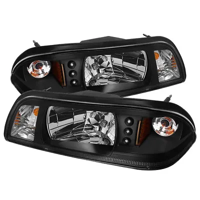 Ford 87-93 Mustang Black LED Headlights Corner Lamps 1-Piece Style GT LX SVT • $148.02