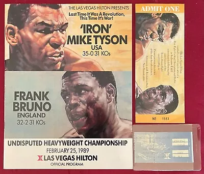 1989 Mike Tyson V Frank Bruno I On-Site Boxing Program + Ticket + Post Fight Tkt • $375