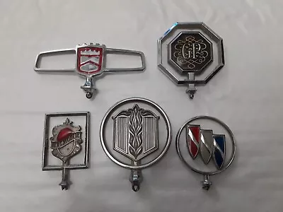 VTG METAL CAR EMBLEM HOOD ORNAMENT LOT OF 5  Pontiac Buick Oldsmobile +  AS IS • $65