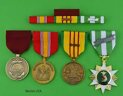 NAVY 4 VIETNAM MEDALS & RIBBONS Good Conduct Defense Service 3 Stars Campaign • $84.95