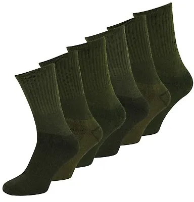 £5.99 • Buy Military Hiking Cotton Blend Work Boot Socks Army Olive