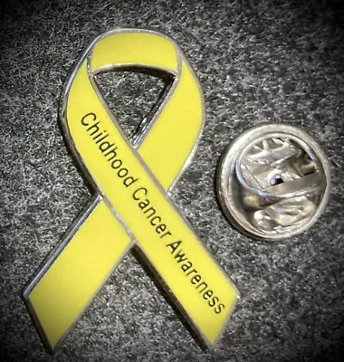 *NEW* Childhood Cancer Yellow Awareness Ribbon Enamel Badge / Brooch.Charity. • £3.99