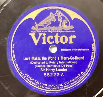 $11.23 • Buy Sir Harry Lauder- 78 Rpm Victor 55222: Love Makes The World A Merry Go Round