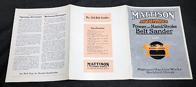 MATTISON Belt Sander No. 124 Illustrated Antique Brochure Booklet Machines • $12.50