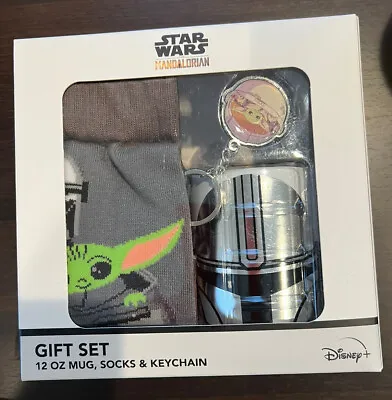 Star Wars The Mandalorian Baby Yoda Boxed Gift Set W/ Crew Socks Mug Key Chain • $10
