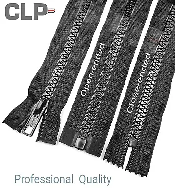 £3.99 • Buy Black Chunky Plastic Zips In Moulded No.5  Open & Close End Durable Plastic Zips