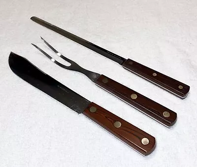 Cutco 3 Pc Knife Set VTG First Gen 32 34 37 Butcher Slicer Fork FACTORY SHARP • $49.90