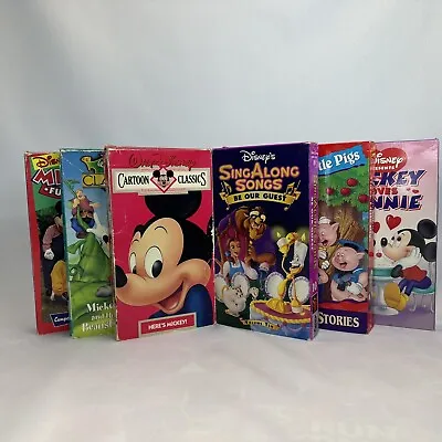 Lot Of 6 WALT DISNEY Classic VHS Video Tapes Singalongs Campout Mickey Minnie • $24.99