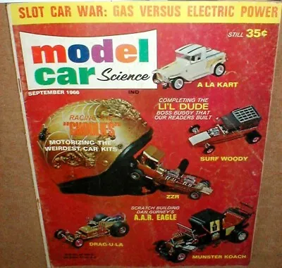 Model Car Science Sept 1966 Magazine Table Top Slot Car Racing Section Original • $19.99