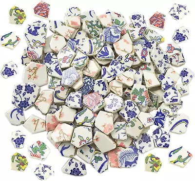 Broken Ceramic Porcelain Tiles For Mosaic Crafts Glazed Irregular Blue And White • $26.64