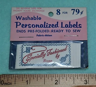 $10.50 • Buy NEW Pkg 8 Washable  Specially Fashioned By ROSE   Ready To Sew Fabric Labels NOS