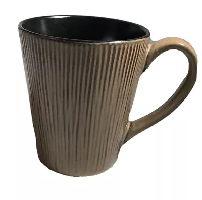 Gabbay Mug Black & Tan Lines Ribbed Black Bottom 12 Ounces • $11.99