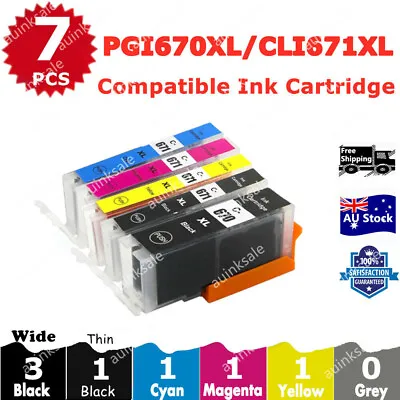 7x Non-OEM Pgi 670xl Cli 671 Ink Cartridge For Canon Pixma Mg5760 Mg6860 Ts5060 • $15.80