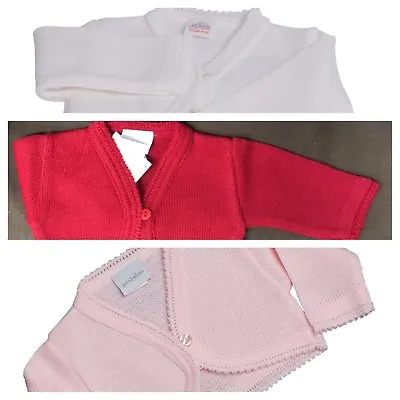 Baby  Girls Knitted Cardigan Bridesmaid Bolero Jacket Shrug White Pink Red • £11.79