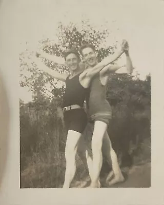 Vtg RPPC - Gay Interest 2 Men In Swimsuits Holding Hands 1920s • $3.25